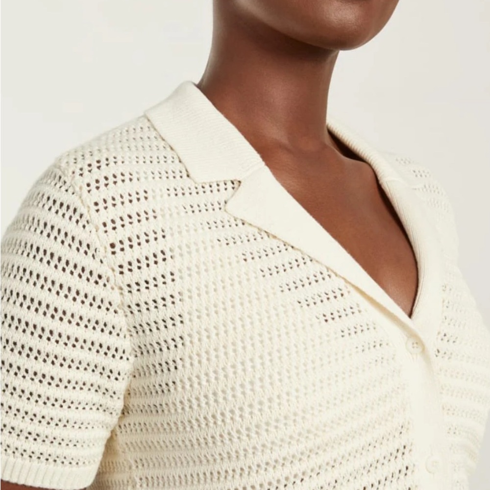 Everlane Crochet Knit Polo, M, EUC - Picture 5 of 8